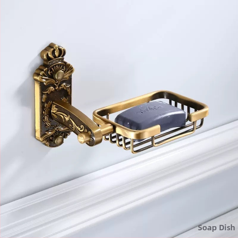 Suport pentru prosoape în stil european, set antic pentru baie, din Space aluminiu, montat pe perete, feronerie gravată vintage