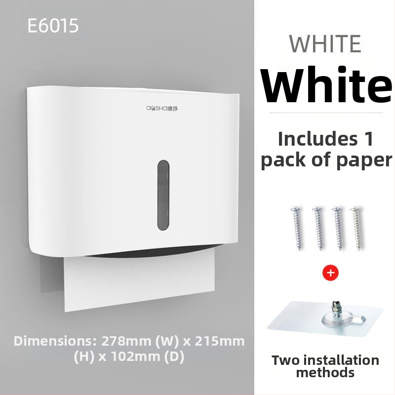 Fali szerelhető papírtörlődoboz — ABS, vízálló, lyukasztás nélküli, modell 6015