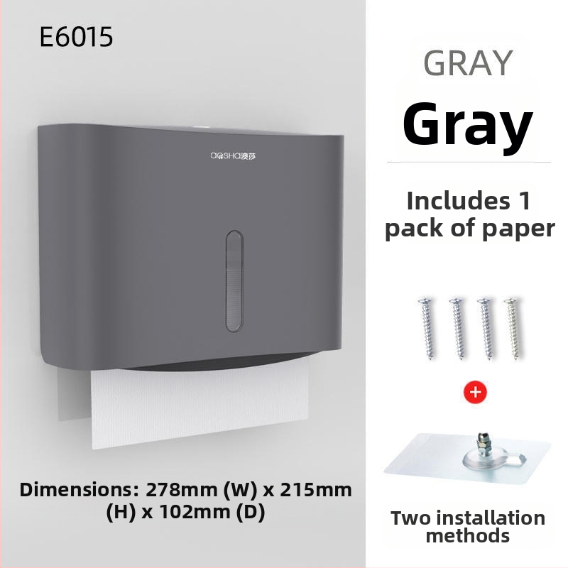 Fali szerelhető papírtörlődoboz — ABS, vízálló, lyukasztás nélküli, modell 6015