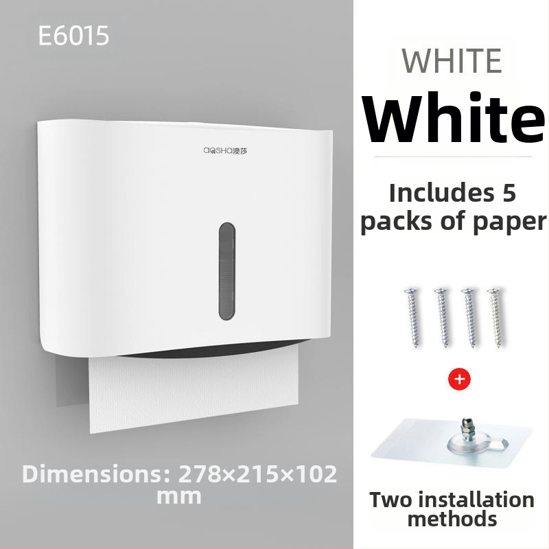 Fali szerelhető papírtörlődoboz — ABS, vízálló, lyukasztás nélküli, modell 6015