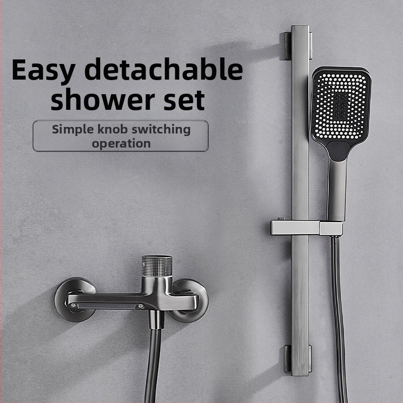 Душ комплект от мед за скрит монтаж, дъждовна функция, квадратна душ глава, модел 7030