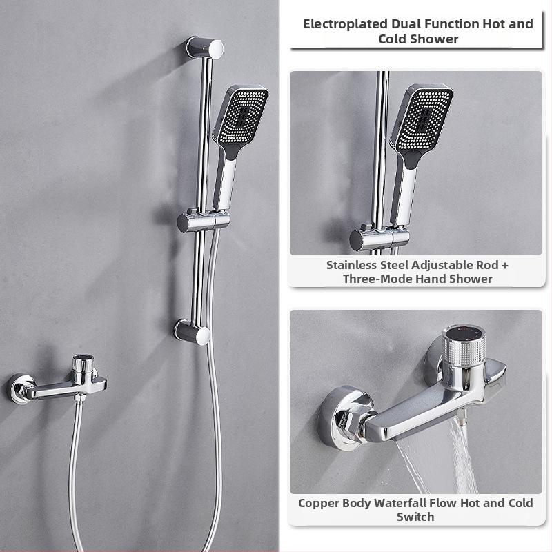 Душ комплект от мед за скрит монтаж, дъждовна функция, квадратна душ глава, модел 7030
