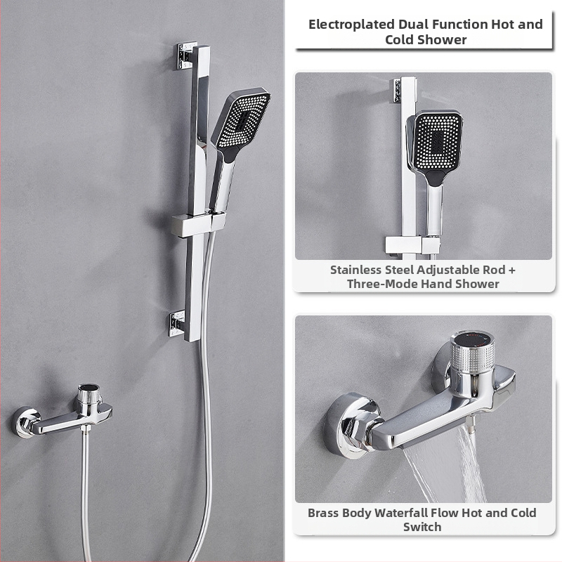 Душ комплект от мед за скрит монтаж, дъждовна функция, квадратна душ глава, модел 7030