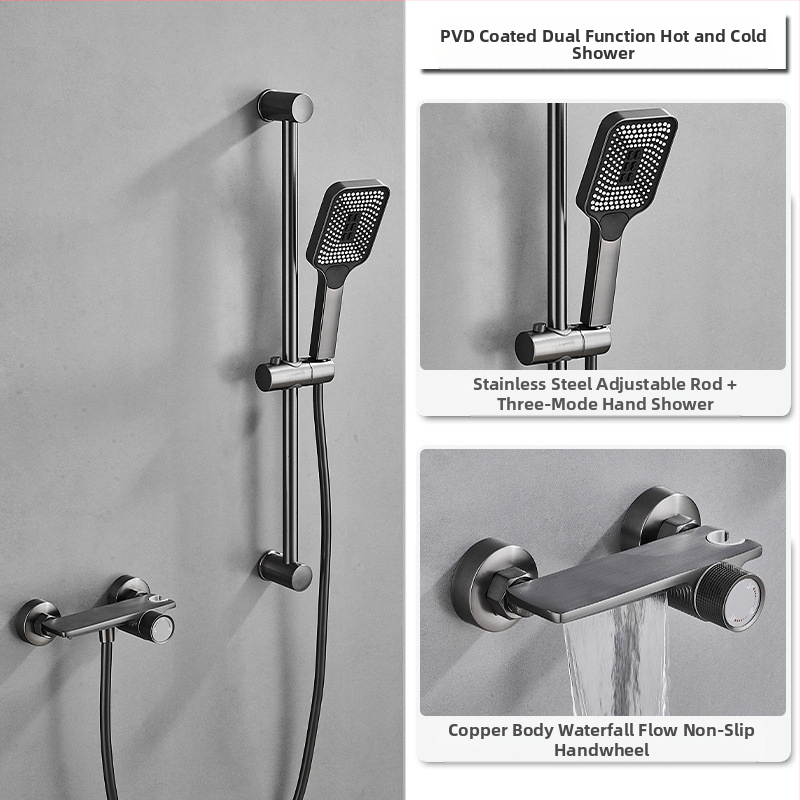 Душ комплект от мед за скрит монтаж, дъждовна функция, квадратна душ глава, модел 7030