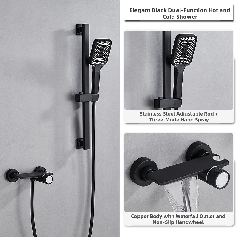 Душ комплект от мед за скрит монтаж, дъждовна функция, квадратна душ глава, модел 7030