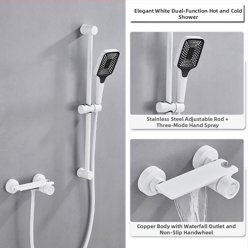 Душ комплект от мед за скрит монтаж, дъждовна функция, квадратна душ глава, модел 7030