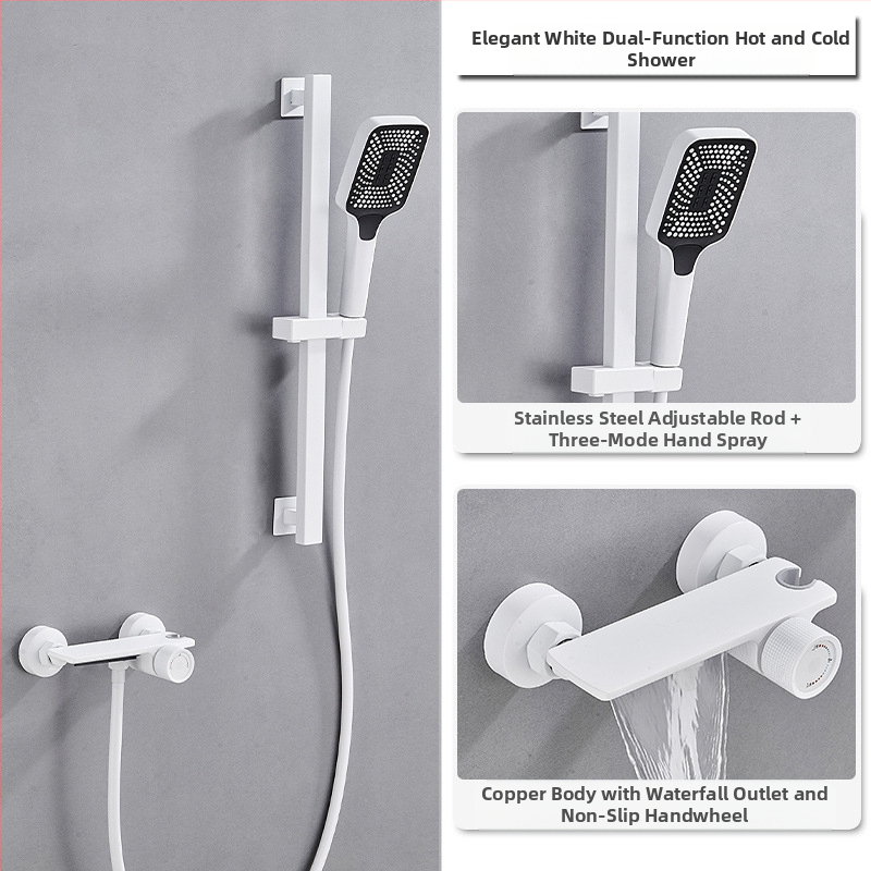 Душ комплект от мед за скрит монтаж, дъждовна функция, квадратна душ глава, модел 7030