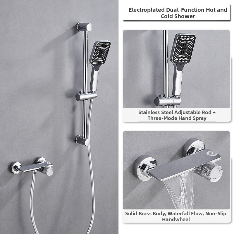 Душ комплект от мед за скрит монтаж, дъждовна функция, квадратна душ глава, модел 7030