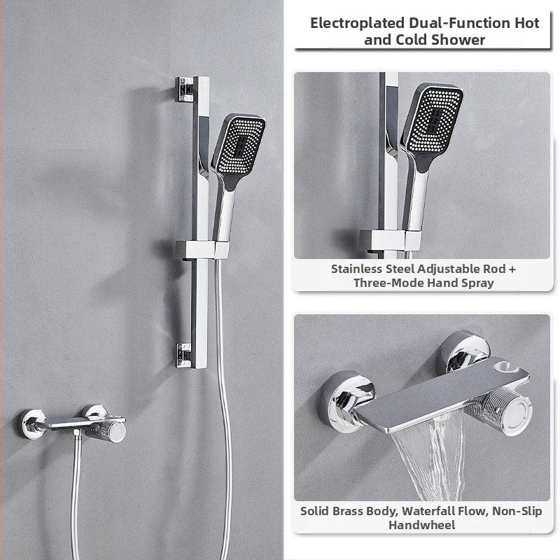 Душ комплект от мед за скрит монтаж, дъждовна функция, квадратна душ глава, модел 7030