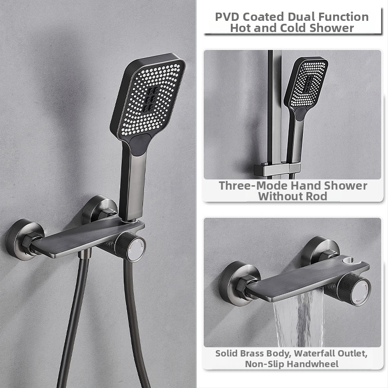 Душ комплект от мед за скрит монтаж, дъждовна функция, квадратна душ глава, модел 7030