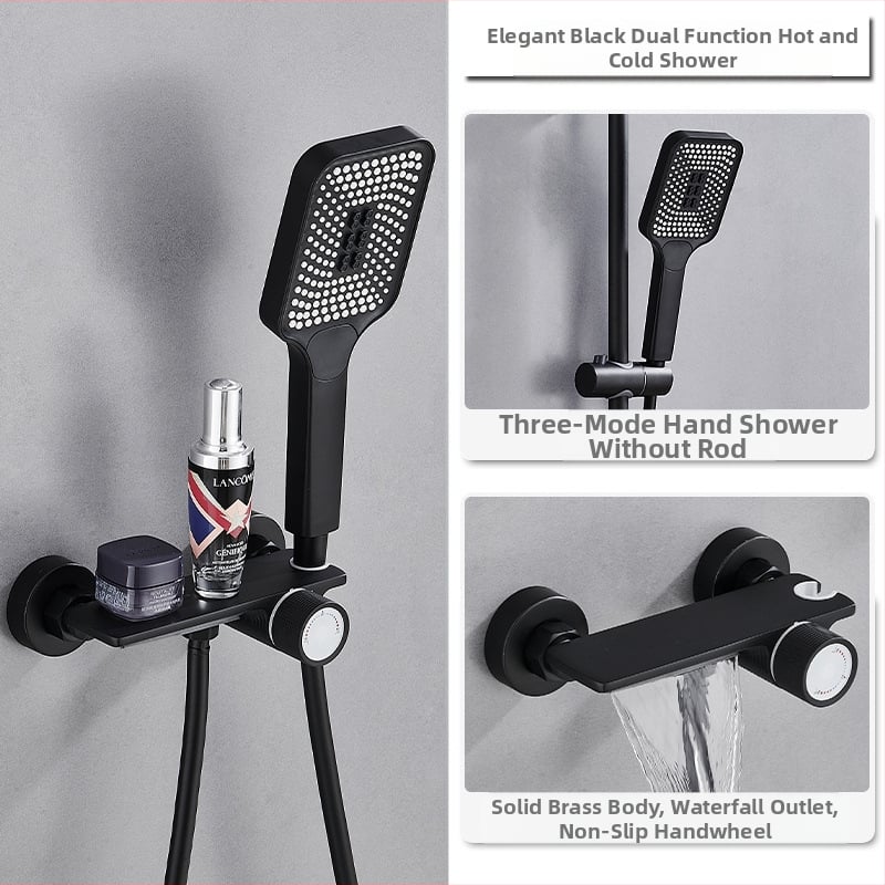 Душ комплект от мед за скрит монтаж, дъждовна функция, квадратна душ глава, модел 7030