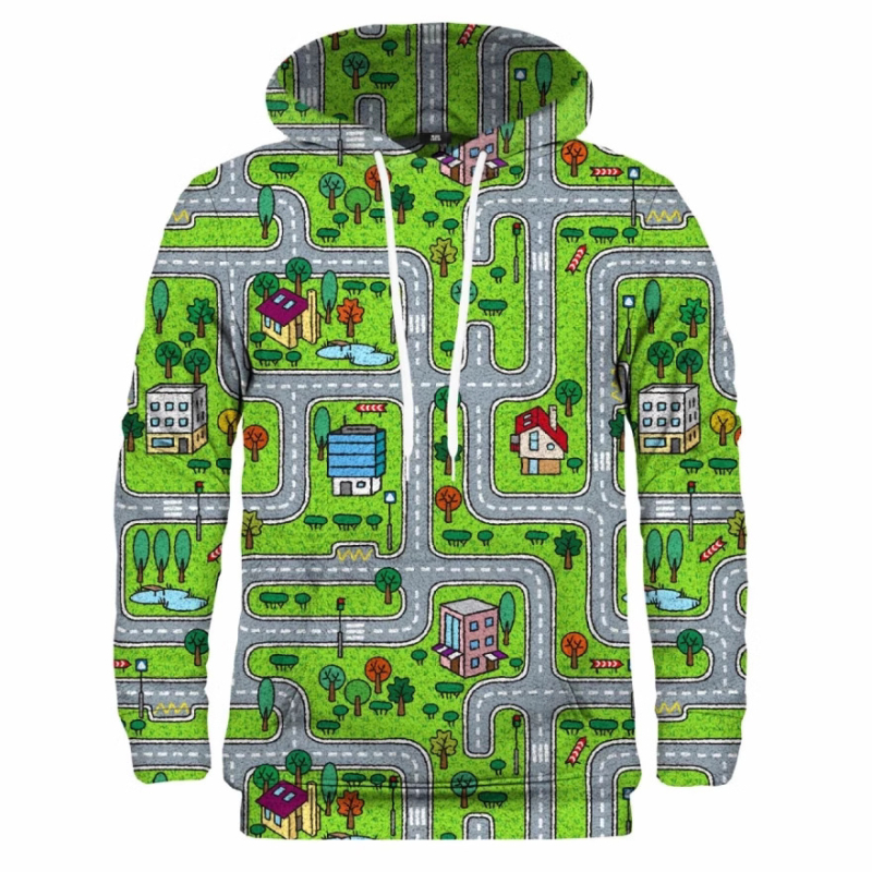 Hanorac cu glugă | Croială Slim, Imprimare 3D cu model animal, Guler rotund, Poliester 96%