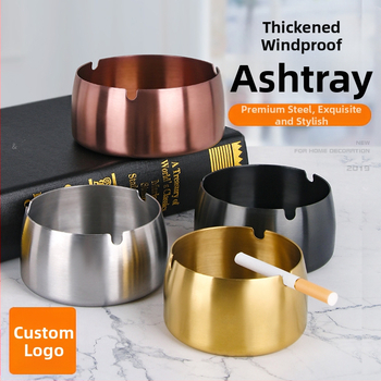 Пепелник от неръждаема стомана, светло луксозен дизайн, устойчив на вятър и удароустойчив, с персонализирано лого, декоративна функция и за съхранение – подходящ за дом, ресторант и хотел