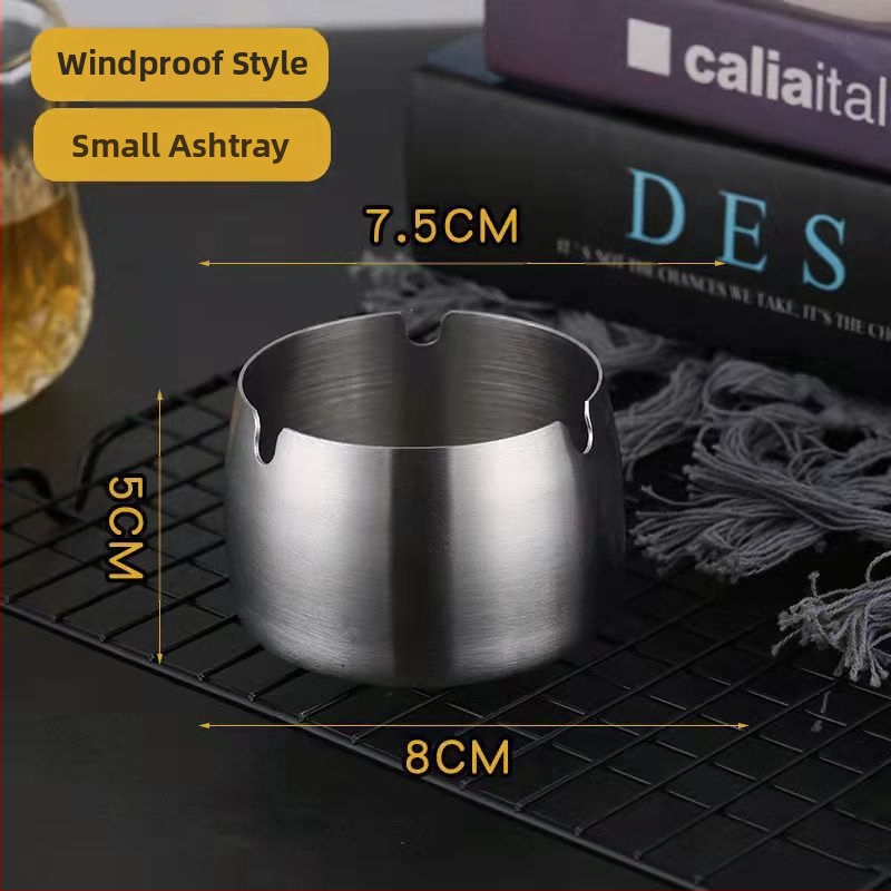 Пепелник от неръждаема стомана, светло луксозен дизайн, устойчив на вятър и удароустойчив, с персонализирано лого, декоративна функция и за съхранение – подходящ за дом, ресторант и хотел