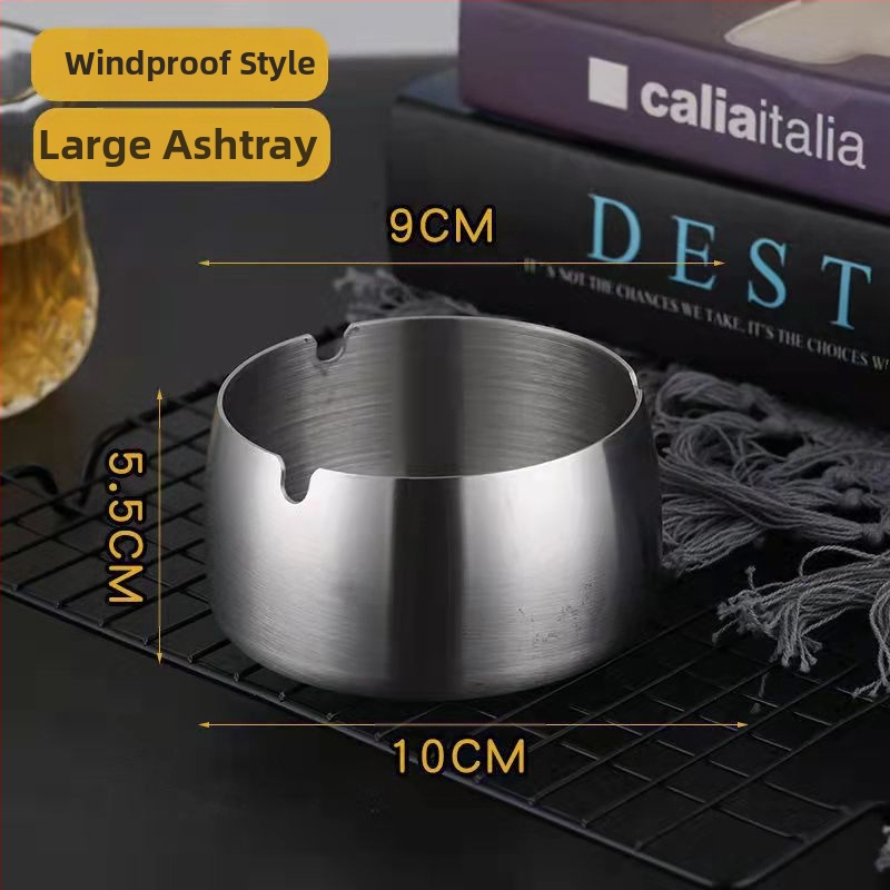 Пепелник от неръждаема стомана, светло луксозен дизайн, устойчив на вятър и удароустойчив, с персонализирано лого, декоративна функция и за съхранение – подходящ за дом, ресторант и хотел