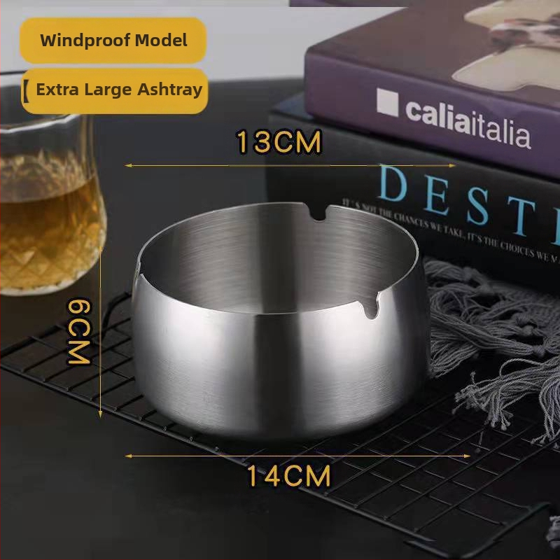 Пепелник от неръждаема стомана, светло луксозен дизайн, устойчив на вятър и удароустойчив, с персонализирано лого, декоративна функция и за съхранение – подходящ за дом, ресторант и хотел