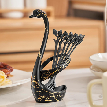 Rozsdamentes acél desszertkanál és gyümölcs villa készlet, könnyű luxus stílus, egyszínű mintázat, tükörfényes felület