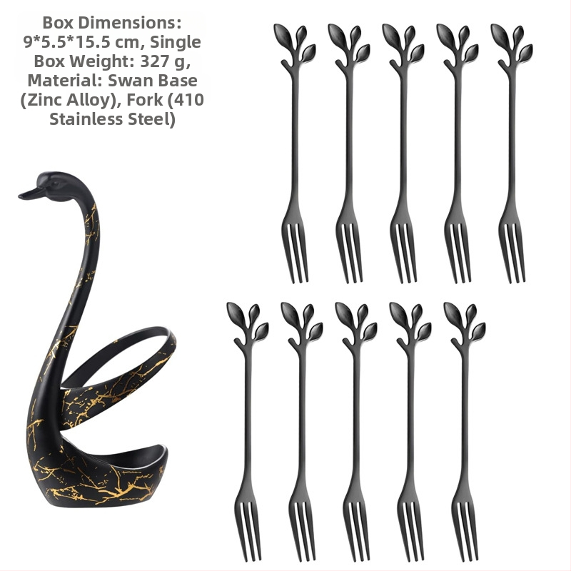 Rozsdamentes acél desszertkanál és gyümölcs villa készlet, könnyű luxus stílus, egyszínű mintázat, tükörfényes felület