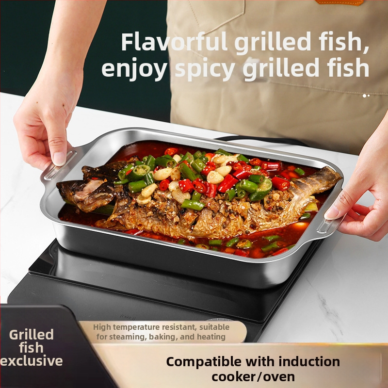 Неръждаема стомана квадратна плоча за морски дарове – многофункционална, лесна за почистване, устойчива на ръжда, антизалепваща, 780 г