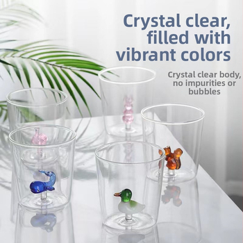 Ποτήρι νερού, στυλ καρτούν, χωρίς λαβή, γυαλί υψηλής θερμικής αντοχής, μονοστρώματος, κυλινδρικό