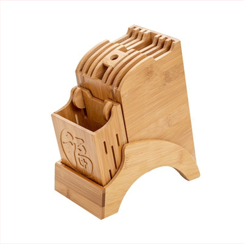 Αεριζόμενη θήκη μαχαιριών από μπαμπού, επιτοίχιος ράφι μαχαιριών κουζίνας, ξύλινος σχεδιασμός, χωρίς συναρμολόγηση