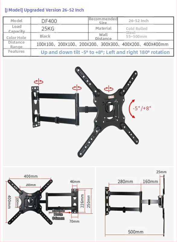 Creation Vision W100 univerzális fali tartó LCD monitor/TV, forgó, kihúzható, állítható
