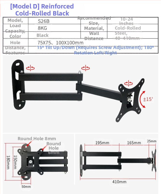 Creation Vision W100 univerzális fali tartó LCD monitor/TV, forgó, kihúzható, állítható