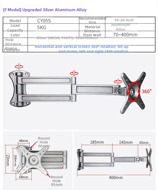 Creation Vision W100 univerzális fali tartó LCD monitor/TV, forgó, kihúzható, állítható