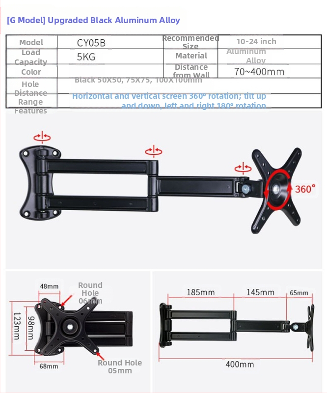 Creation Vision W100 univerzális fali tartó LCD monitor/TV, forgó, kihúzható, állítható
