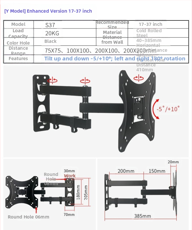 Creation Vision W100 univerzális fali tartó LCD monitor/TV, forgó, kihúzható, állítható