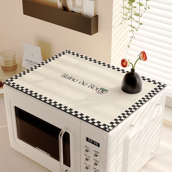 Shengyan кожена покривка за плот за микровълнова фурна и хладилник, водоустойчива, маслоустойчива, противохлъзгаща, правоъгълна, модерен минималистичен стил