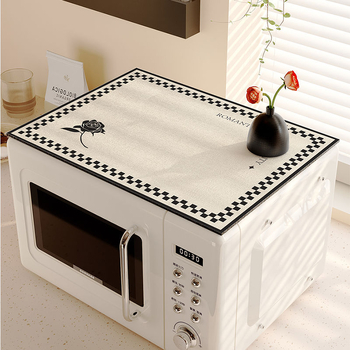 Shengyan кожена покривка за плот за микровълнова фурна и хладилник, водоустойчива, маслоустойчива, противохлъзгаща, правоъгълна, модерен минималистичен стил