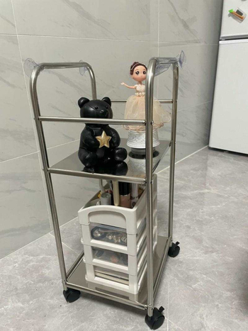 Κυκλική γωνιακή τραπεζάκι σαλόνι από ανοξείδωτο ατσάλι, με χώρο αποθήκευσης, μεταλλική κατασκευή, μοντέλο 400, απαιτείται συναρμολόγηση