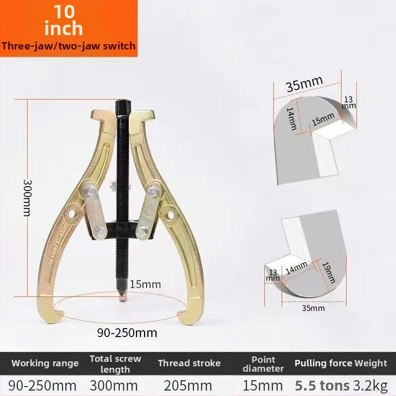 Trīs žokļu kalts vilkšanas instruments gultņu demontāžai – universālais vilcējs, oglekļa tērauds, vilkšanas sērija