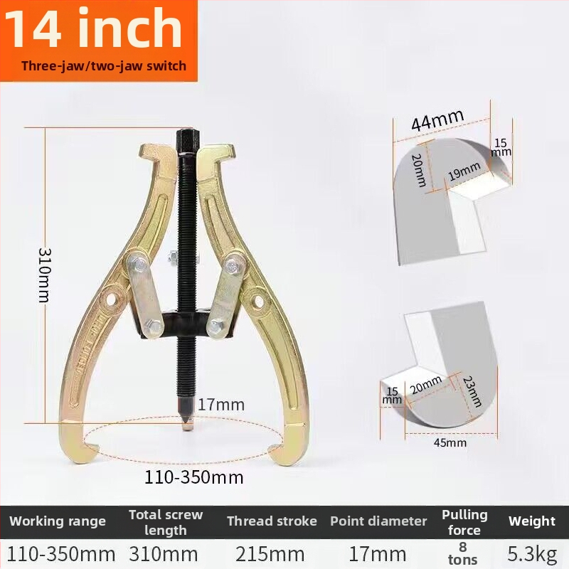 Trīs žokļu kalts vilkšanas instruments gultņu demontāžai – universālais vilcējs, oglekļa tērauds, vilkšanas sērija
