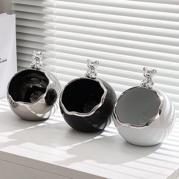 Set ceramic pentru depozitare pe birou și coș de gunoi, stil lux ușor, mic recipient pentru obiecte zilnice, decor pentru sufragerie