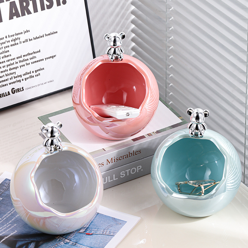 Set ceramic pentru depozitare pe birou și coș de gunoi, stil lux ușor, mic recipient pentru obiecte zilnice, decor pentru sufragerie