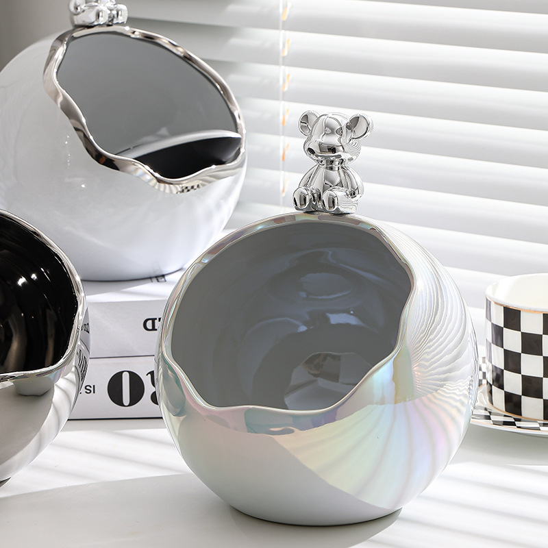 Set ceramic pentru depozitare pe birou și coș de gunoi, stil lux ușor, mic recipient pentru obiecte zilnice, decor pentru sufragerie