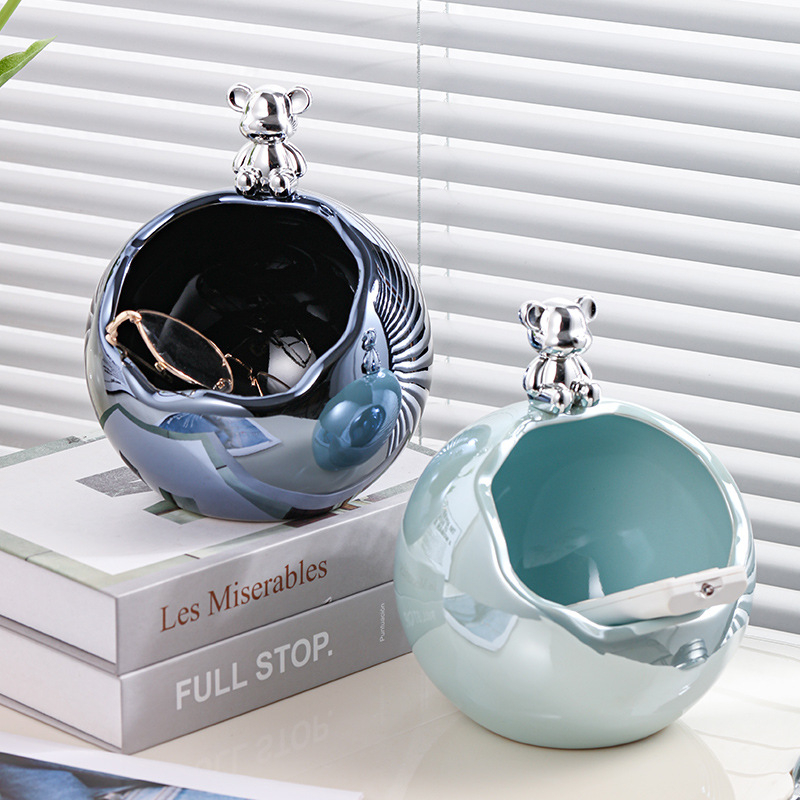 Set ceramic pentru depozitare pe birou și coș de gunoi, stil lux ușor, mic recipient pentru obiecte zilnice, decor pentru sufragerie