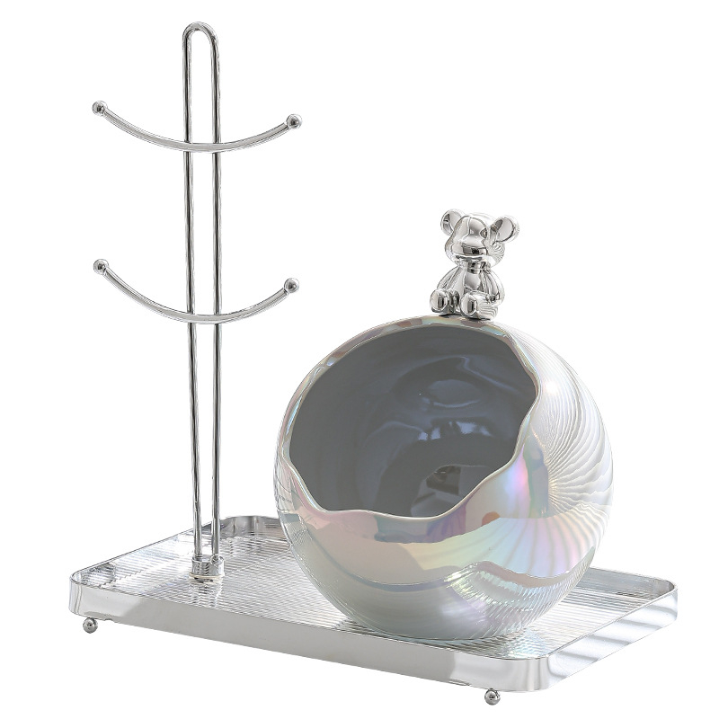 Set ceramic pentru depozitare pe birou și coș de gunoi, stil lux ușor, mic recipient pentru obiecte zilnice, decor pentru sufragerie