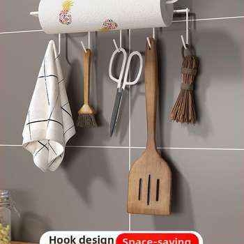 Επιτοίχιος κρατήρας χαρτιού κουζίνας με ανάρτηση για μεμβράνη και αποθήκευση ρολών – μεταλλικός, ιαπωνικού στυλ, έξι επίπεδα, χωρίς διάτρηση