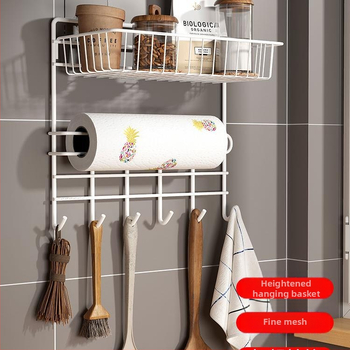 Επιτοίχιος κρατήρας χαρτιού κουζίνας με ανάρτηση για μεμβράνη και αποθήκευση ρολών – μεταλλικός, ιαπωνικού στυλ, έξι επίπεδα, χωρίς διάτρηση