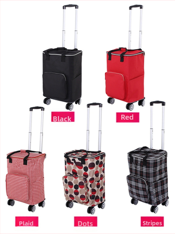 Ελαφρύ αναδιπλούμενο καρότσι αγορών με ράβδο έλξης, αλουμινένιο κράμα