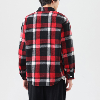 Мъжка риза в каре, свободна кройка, дълъг ръкав