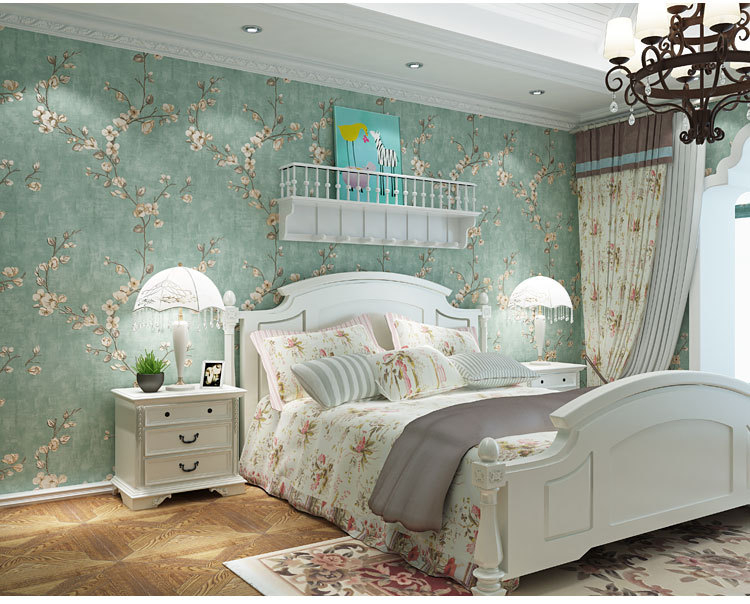 3D falin tapéta AB mintával, retró amerikai pastoraális virágos dizájn, hálószoba és nappali számára (anyag: nem szövött anyag; stílus: pastoraális; minta: AB)