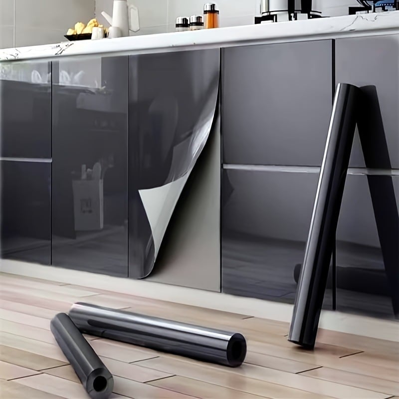 Film autocolant PVC pentru uși de dulap și suprafețe cu model dungi perlate – impermeabil, rezistent la ulei, o singură bucată