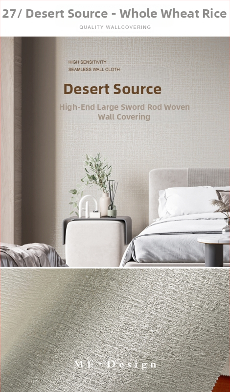 Svilena zidna obloga s doby teksturom, bez šavova, s mikro zlatnim nitima; za dnevni boravak i spavaću sobu