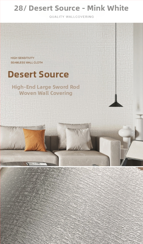 Svilena zidna obloga s doby teksturom, bez šavova, s mikro zlatnim nitima; za dnevni boravak i spavaću sobu