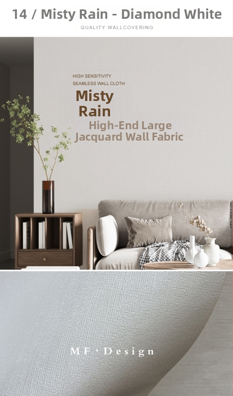 Svilena zidna obloga s doby teksturom, bez šavova, s mikro zlatnim nitima; za dnevni boravak i spavaću sobu