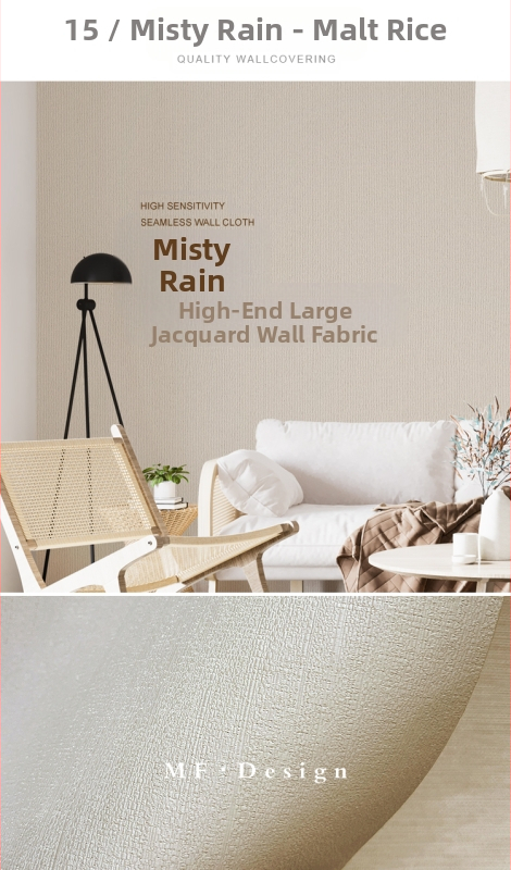 Svilena zidna obloga s doby teksturom, bez šavova, s mikro zlatnim nitima; za dnevni boravak i spavaću sobu